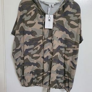 Camo knit hooded pullover NWT